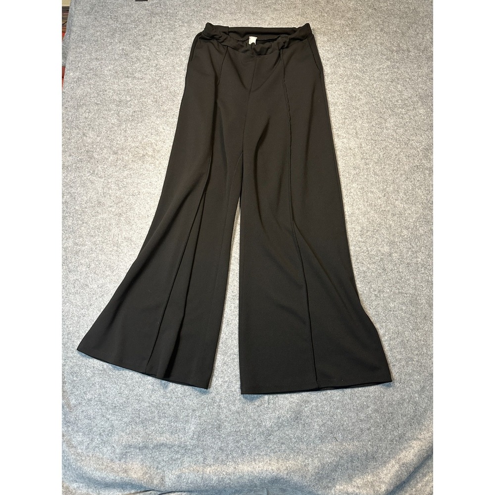 WE-AR Pants Womens M Black Stretch High Rise Wide Leg Pull On Casual